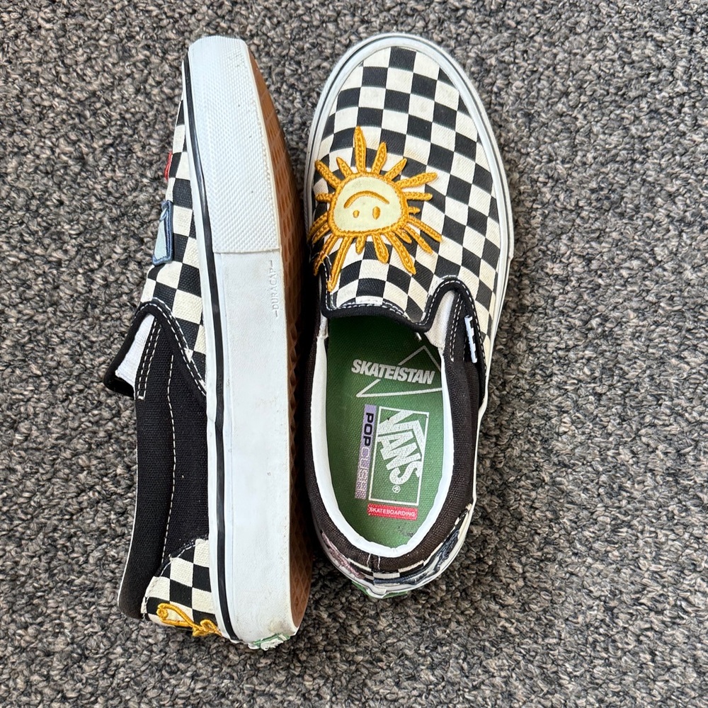 Vans Men’s Checkered Slip-On Shoes - Black and White